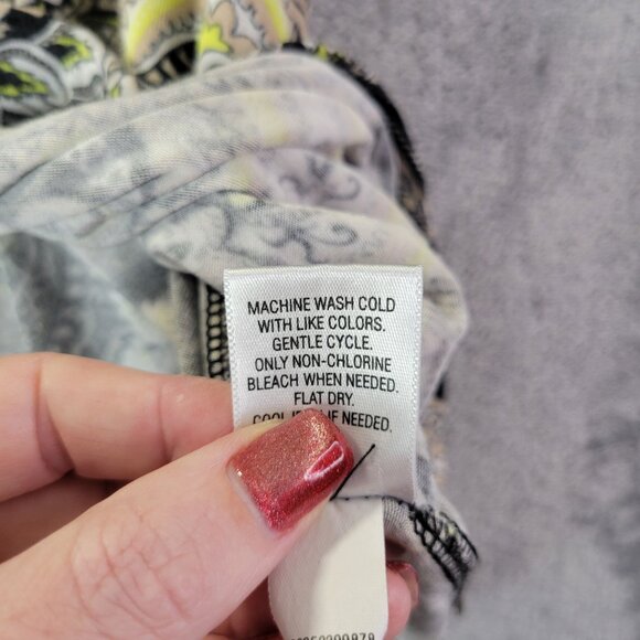 Dana Buchman Womens Top Large Black White Paisley Print Short Sleeve Top - Picture 8 of 9